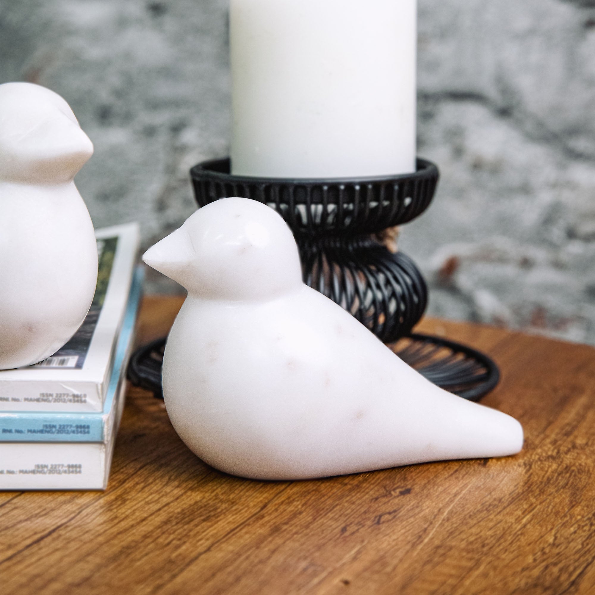 White Marble Bird Décor Accent - Set of 2