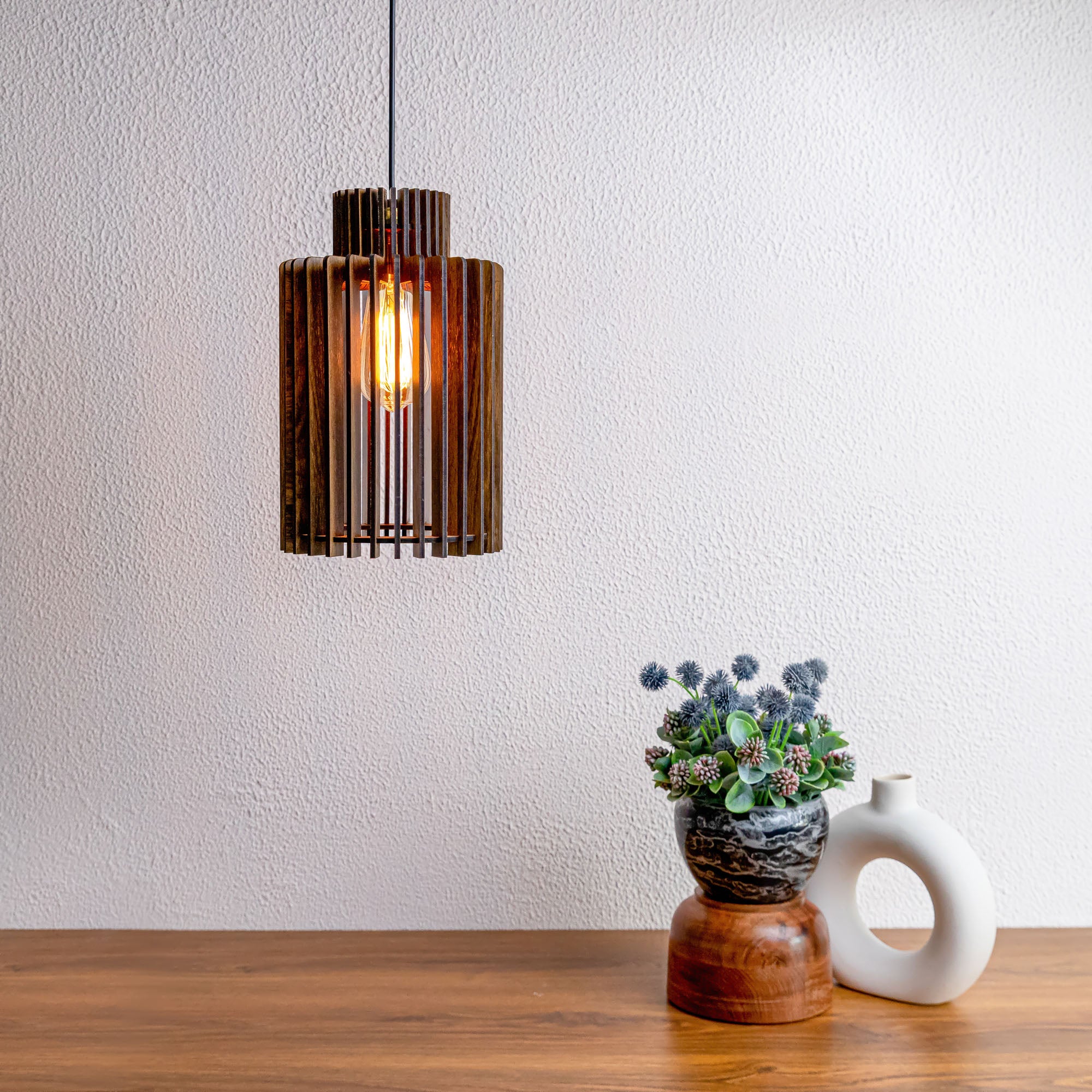 Clora Pine Wood Ceiling Lamp