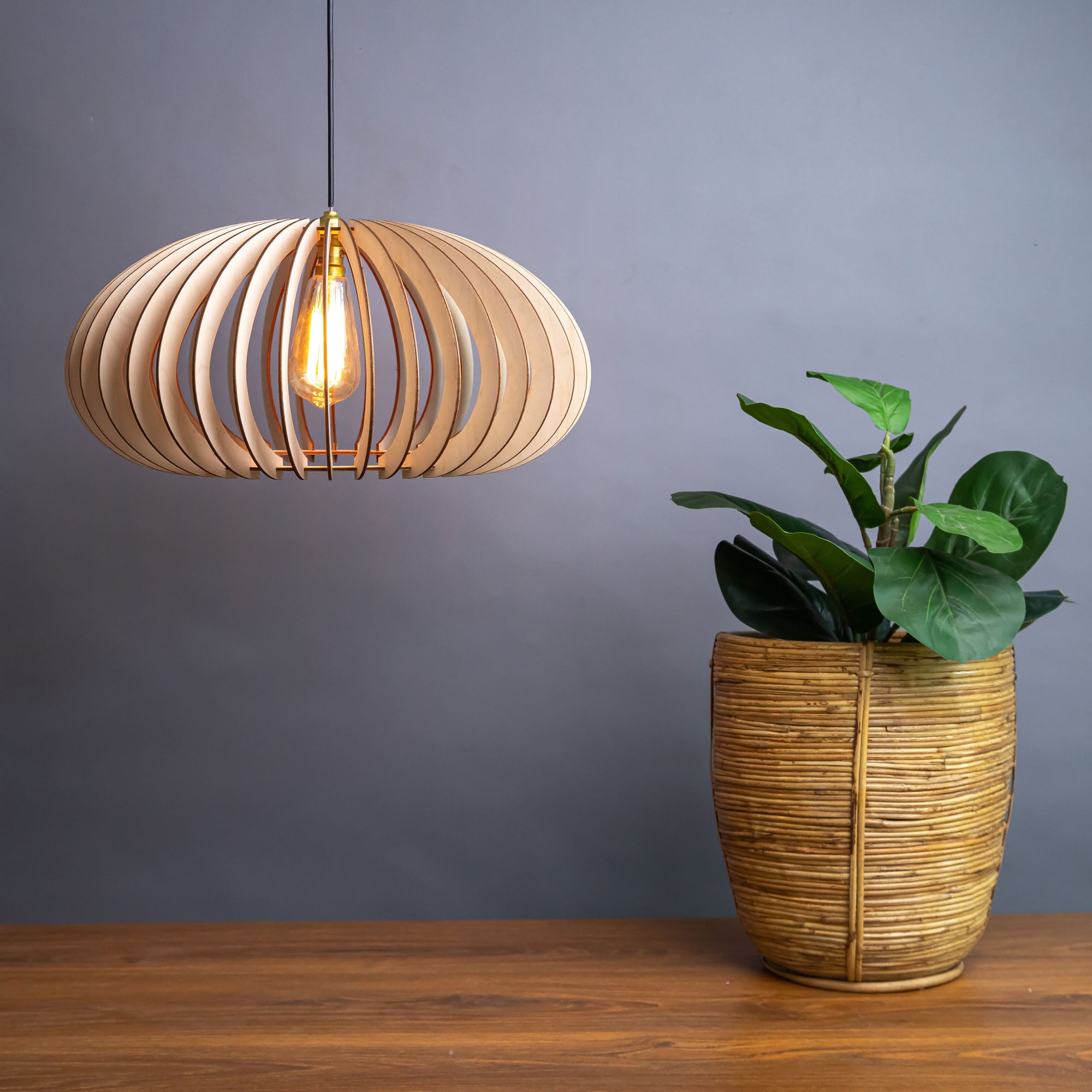 Cara Birch Wood Ceiling Lamp