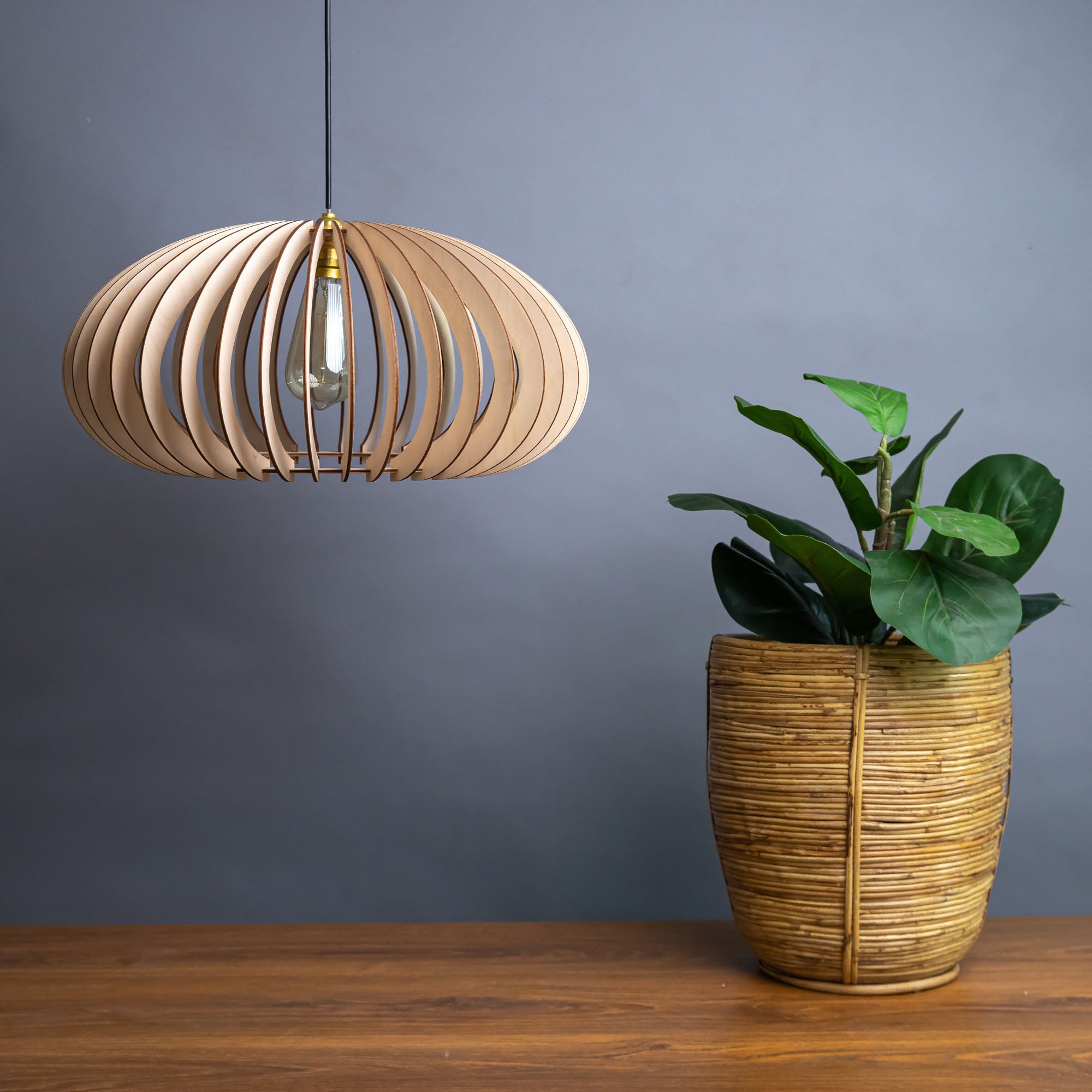 Cara Birch Wood Ceiling Lamp