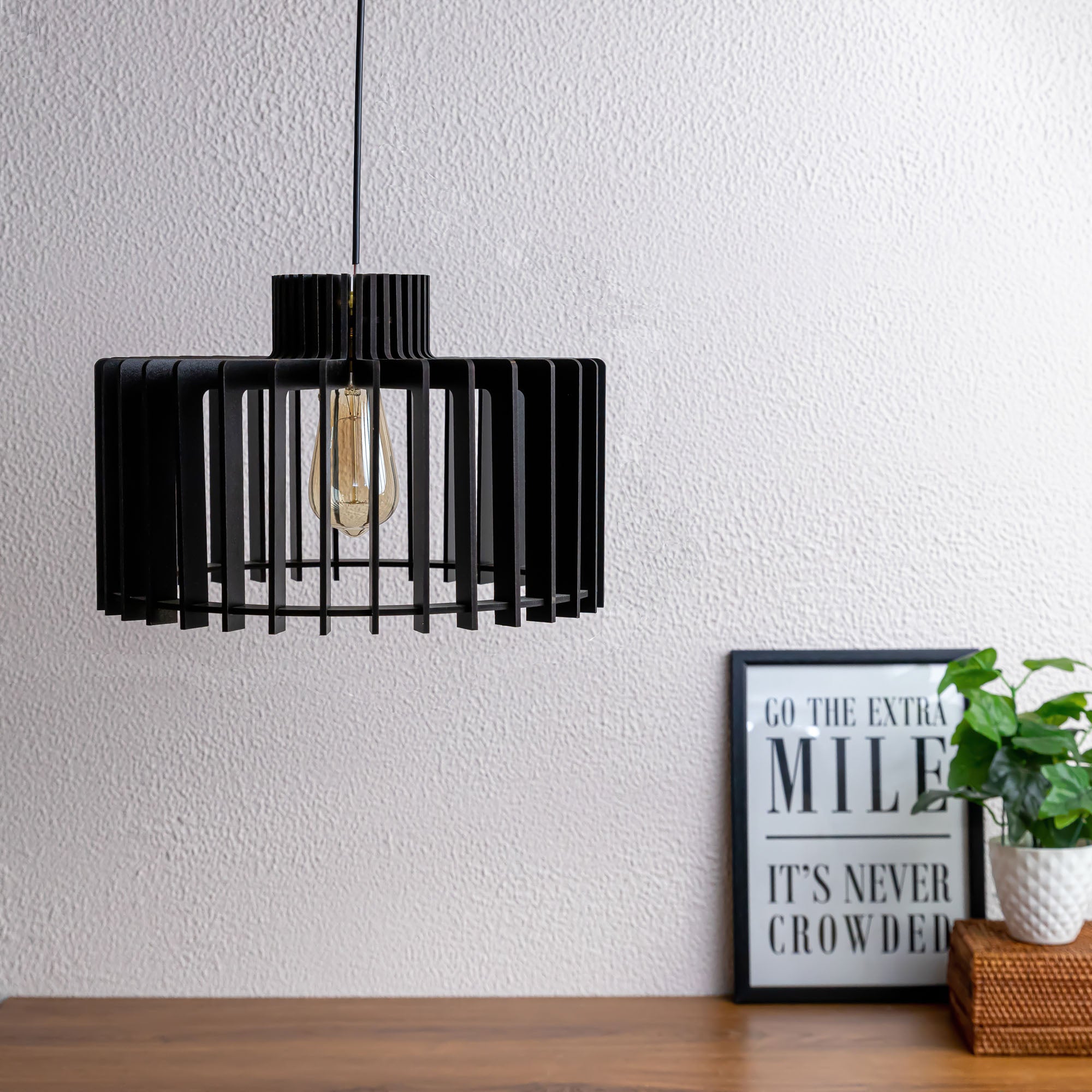 Carlo Black Wood Ceiling Lamp