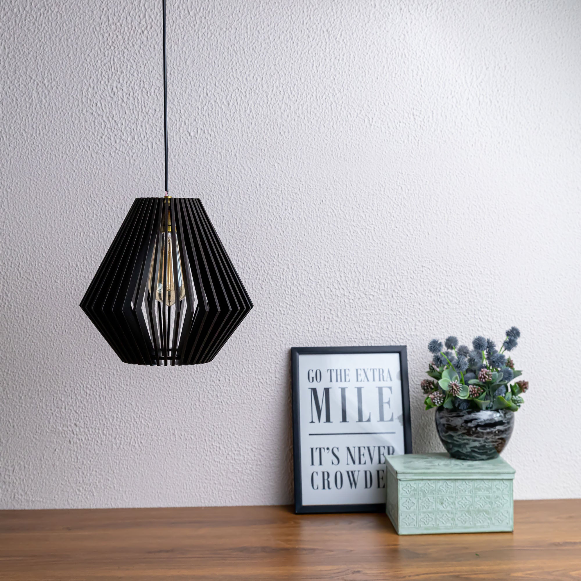 Canel Black Wood Ceiling Lamp