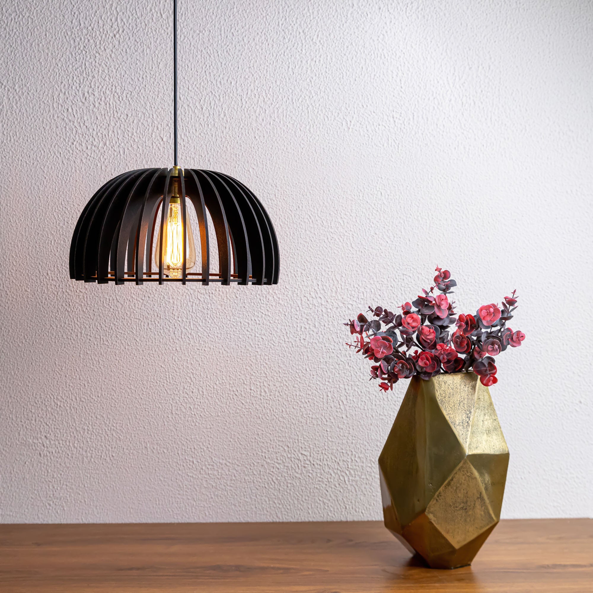 Canopy Black Wood Ceiling Lamp