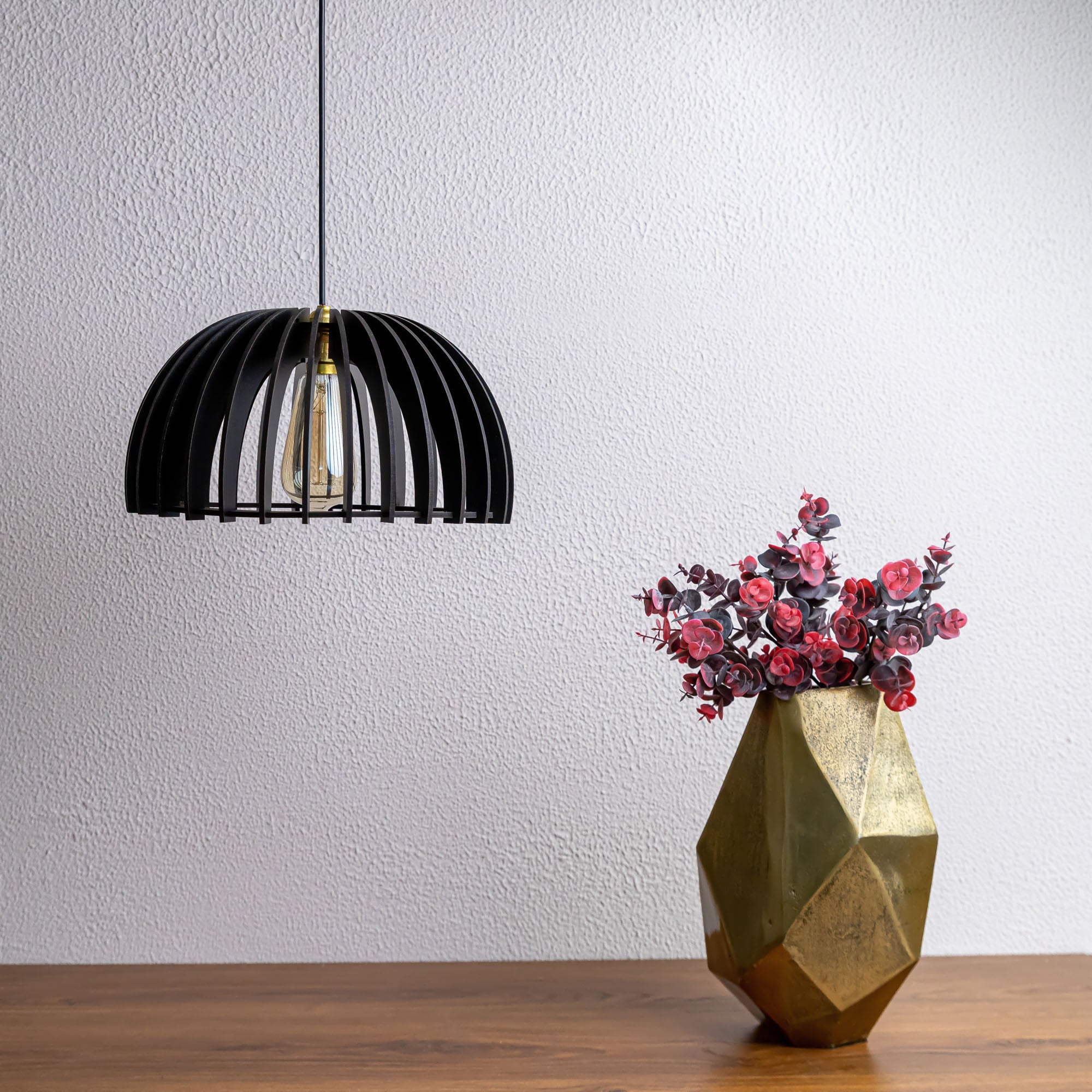 Canopy Black Wood Ceiling Lamp