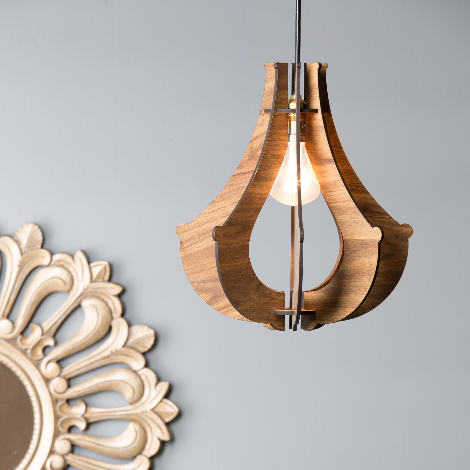 Wooden Pendant Light without Bulb