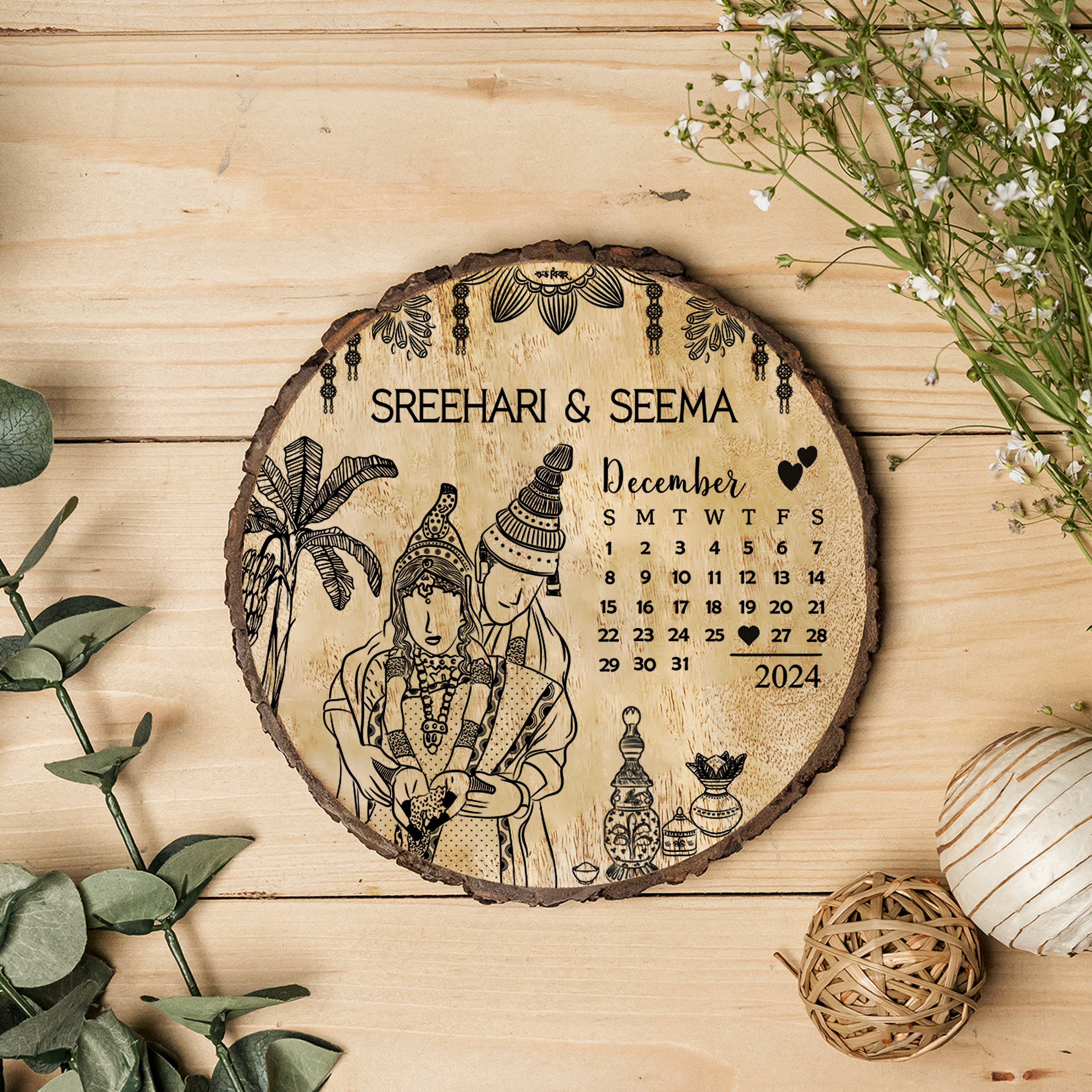 'CUSTOMIZED BENGALI WEDDING GIFT' - Wooden Plaque