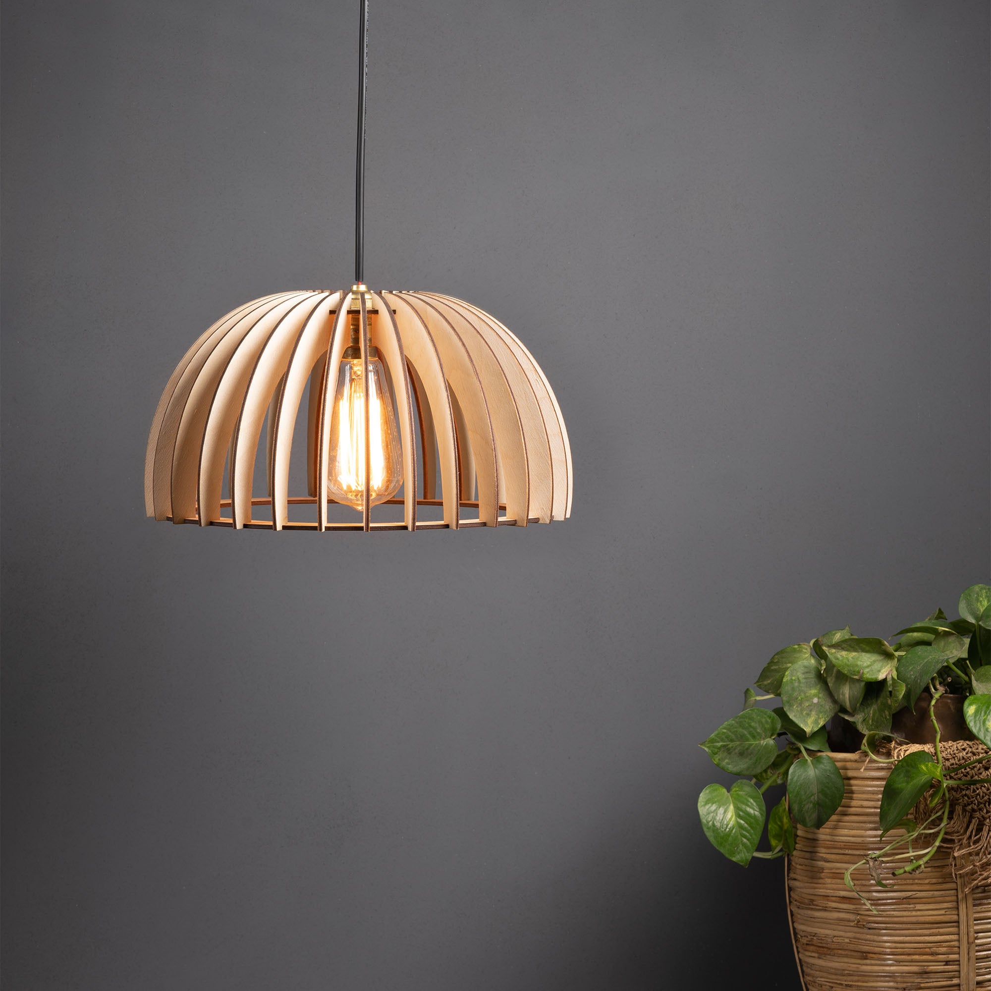 Bangu Birch Wood Ceiling Lamp