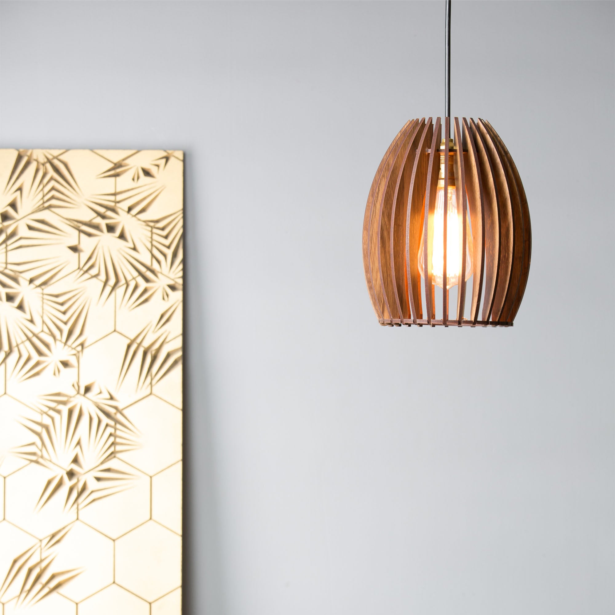 Wooden Pendant Light without Bulb