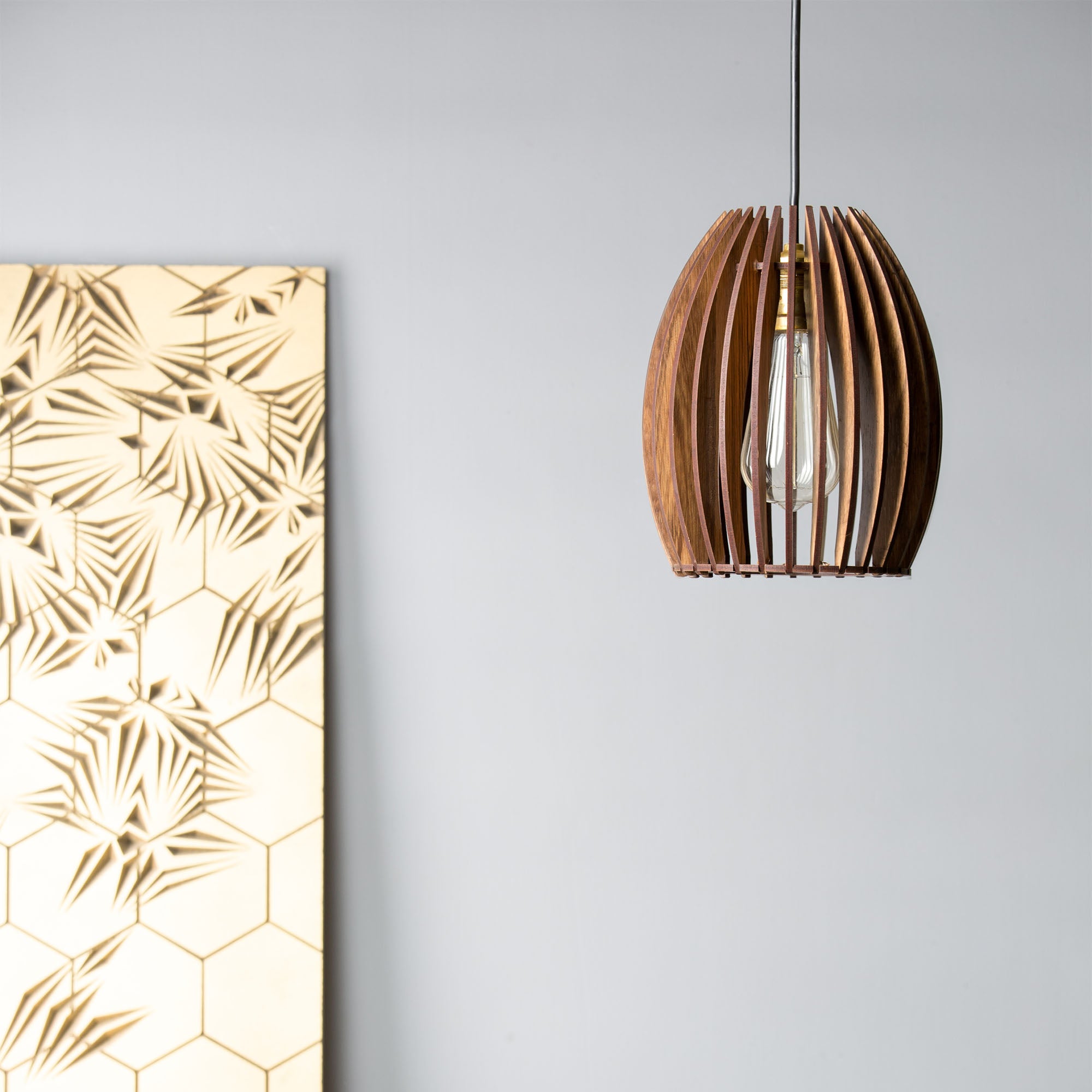 Wooden Pendant Light without Bulb