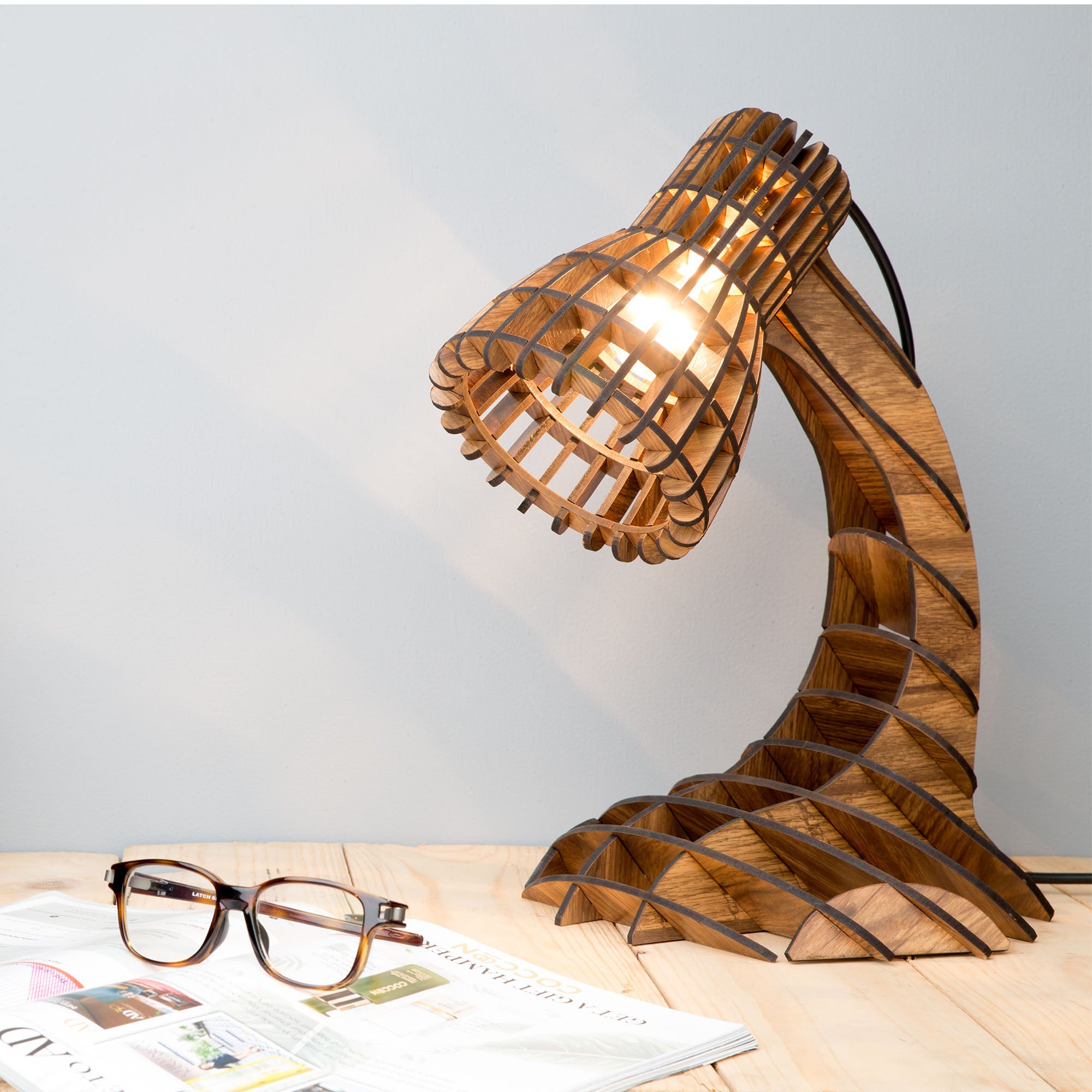 Wooden Desk Light without Bulb