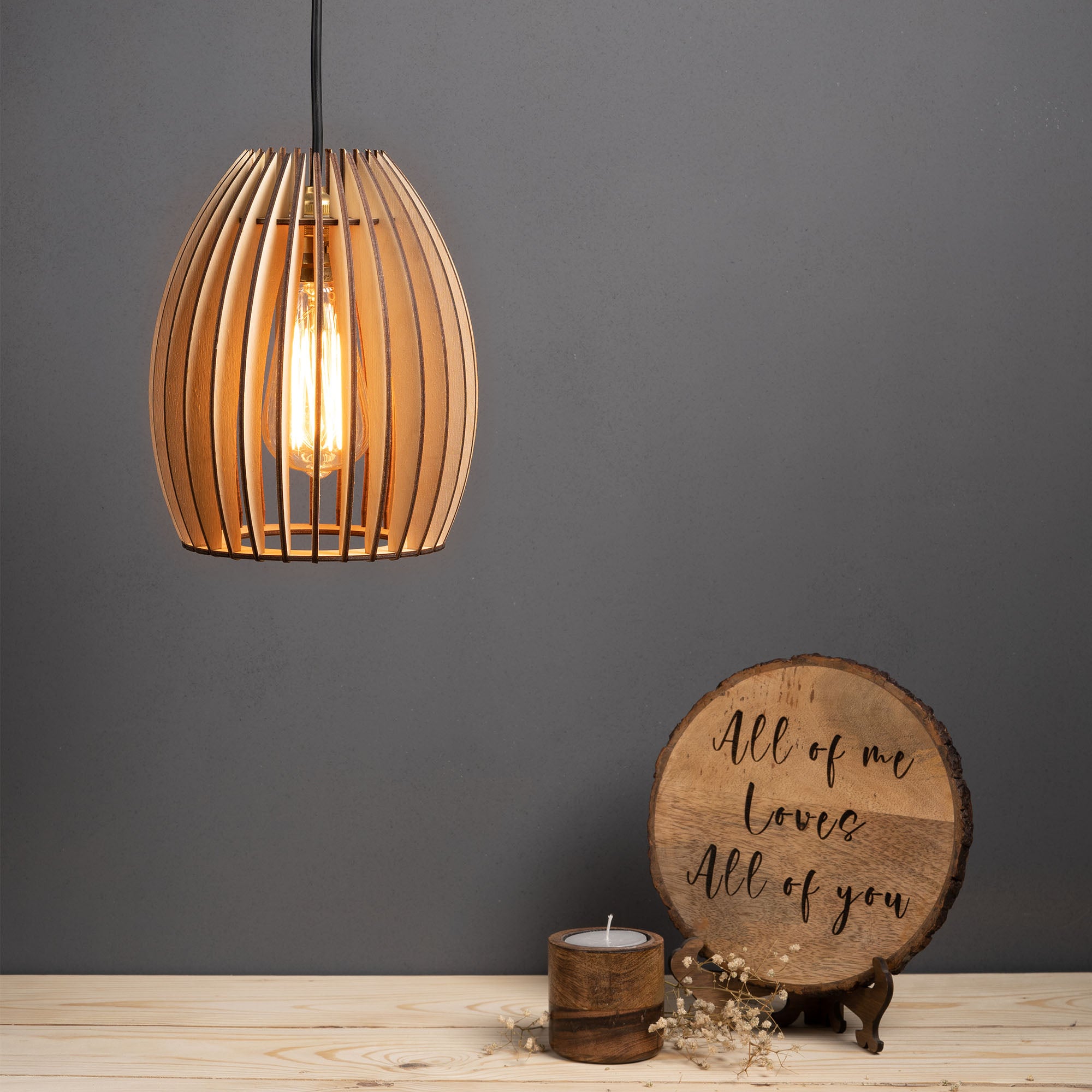 Becaa poofy Birch Wood Ceiling lamp