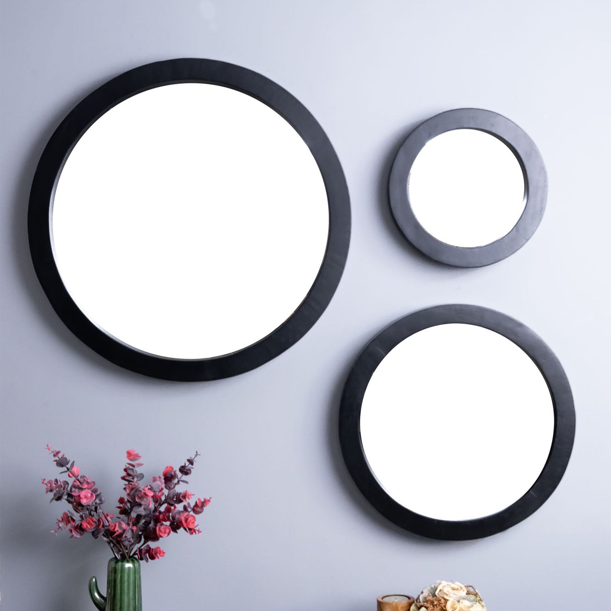 Amara Black Wall Mirror (Set of 3)